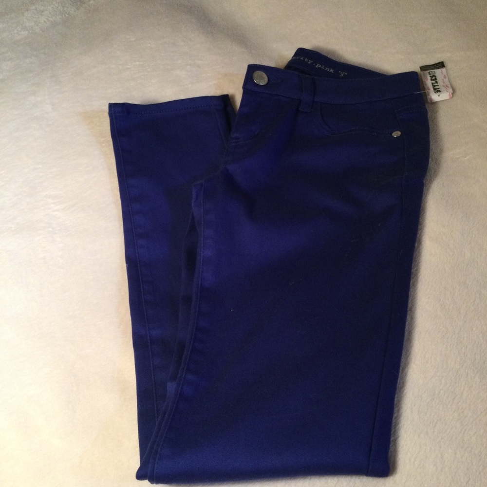 Vintagw Celebrity Pink RoyalBlue Stretch Jeans juniors 3 - Picture 1 of 14